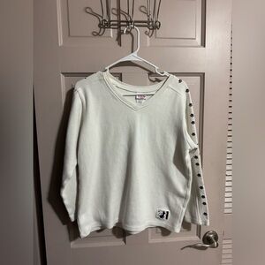 Vintage Disney Store Women's 101 Dalmatians V-Neck Sweater White Pullover Med.